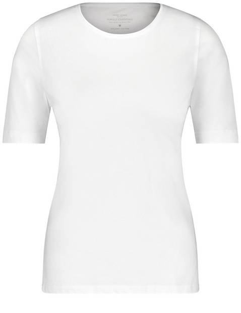 Nachhaltiges T-Shirt mit satiniertem Ausschnitt