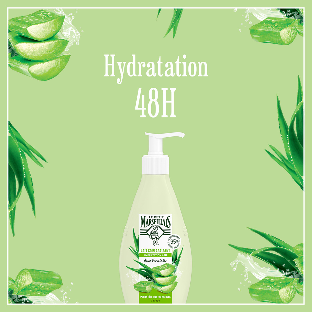 le petit marseillais Lait Corps Hydratant à l'Aloe Vera pourPeaux Sèches Bio 250 ml Lait corps