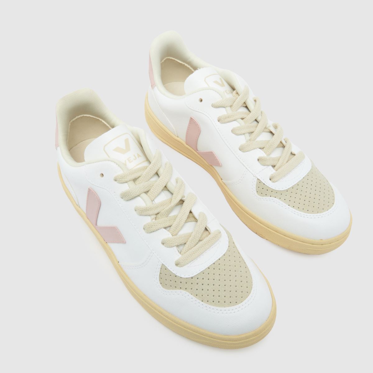 VEJA v-10 träningsskor i vitt och rosa