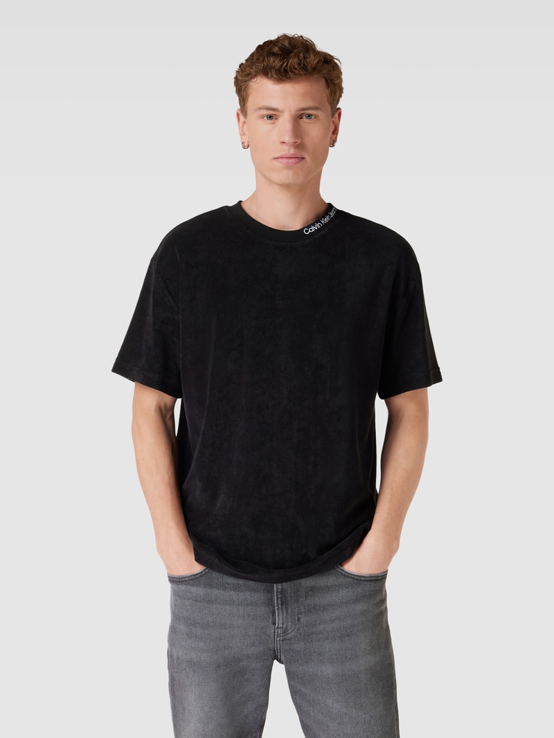 T-Shirt mit Label-Detail Modell 'TOWELLING' in black