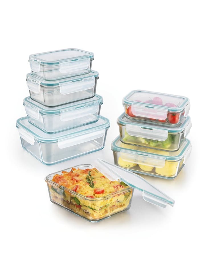 Gourmetmaxx GOURMETmaxx Glas-Frischhaltedosen Klick-it - 16-tlg. - transparent/smaragd günstig kaufen onesize