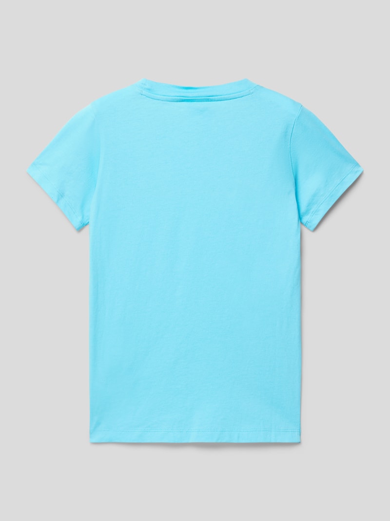 T-Shirt mit Label-Print in helltürkis
