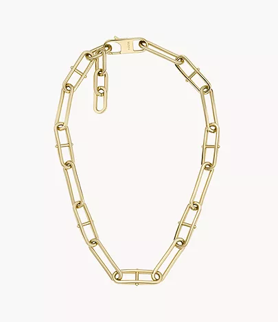 Fossil Kette Heritage D-Link Edelstahl goldfarben