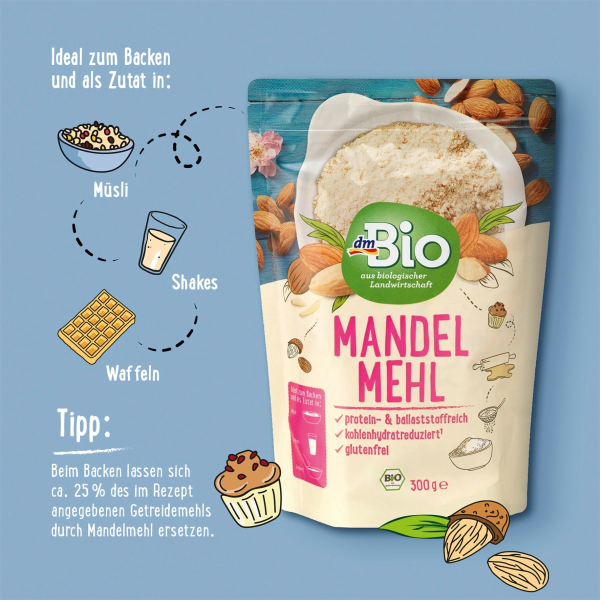 Mandelmehl, glutenfrei, 300 g
