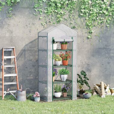 Outsunny Foliengewächshaus inklusive Regalen, wetterbeständig, aufrollbare Tür, BxTxH: 50 x 70 x 160 cm, Set 1-St., Foliengewächshaus, mit 4 Regalfächern