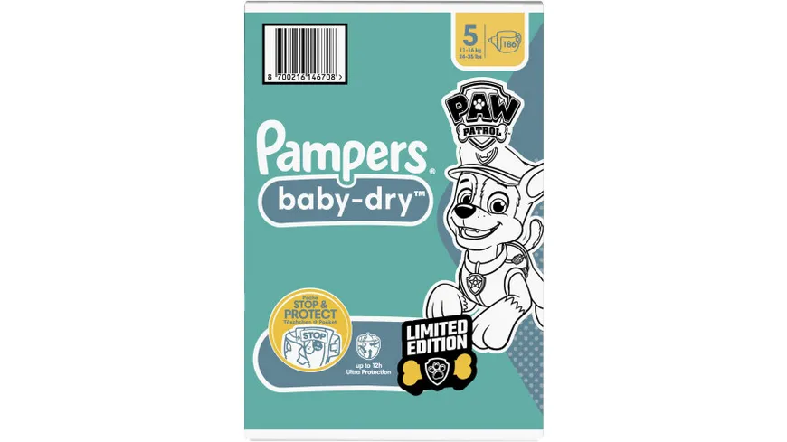 Pampers Baby Dry Paw Patrol Windeln Gr.5 Junior 11-16kg MonatsBox