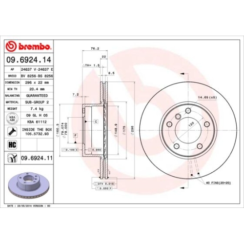 09.6924.11 BREMSSCHEIBE BREMBO VA  VP2 - ATU