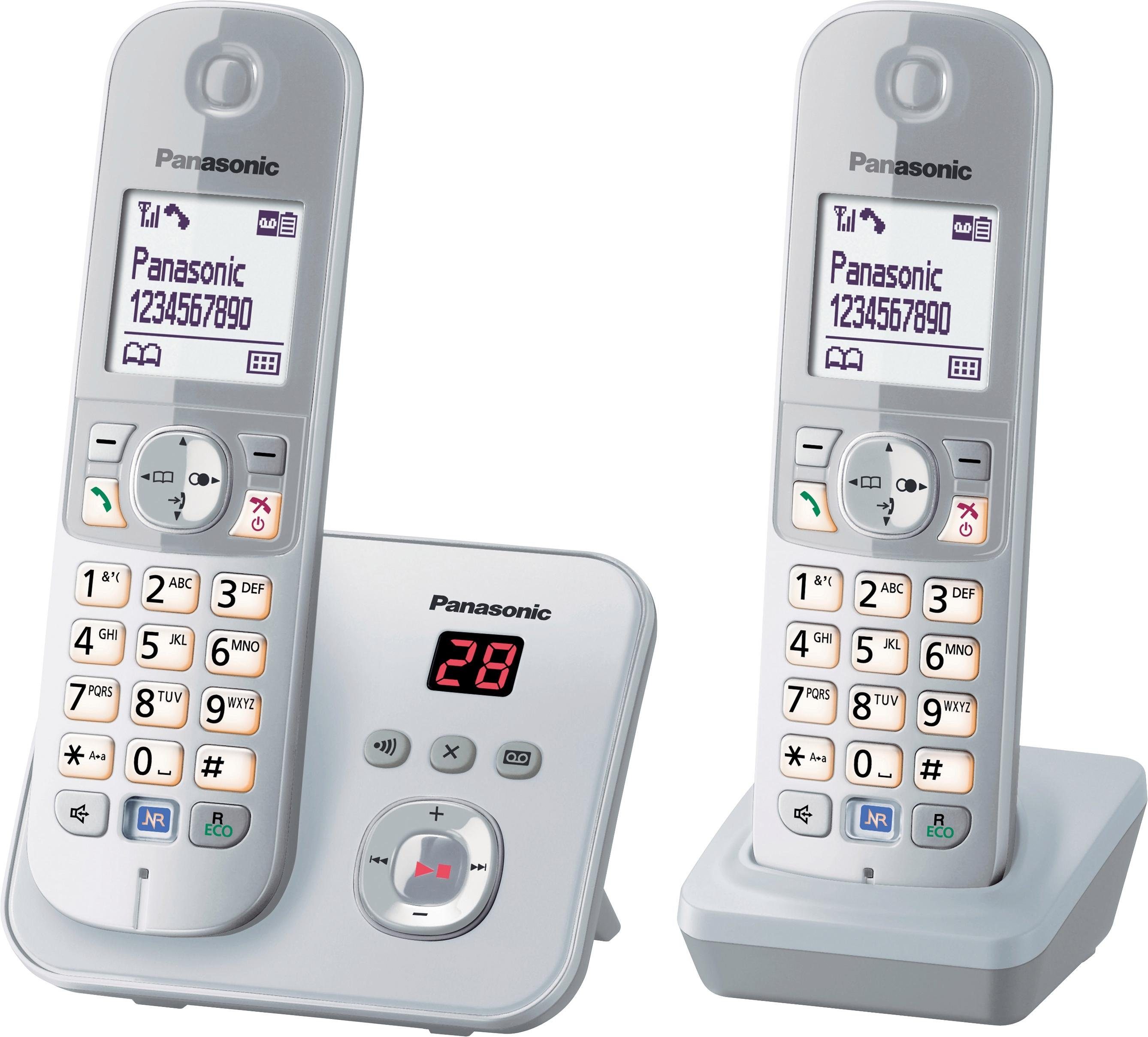 Panasonic KX-TG6822G Schnurloses DECT-Telefon (Mobilteile: 2, mit Anrufbeantworter, Nachtmodis, Freisprechen)