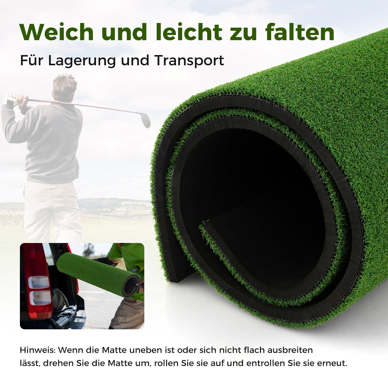 COSTWAY Golf-Abschlagmatte Übungsmatte, mit 2 Golf-Tees