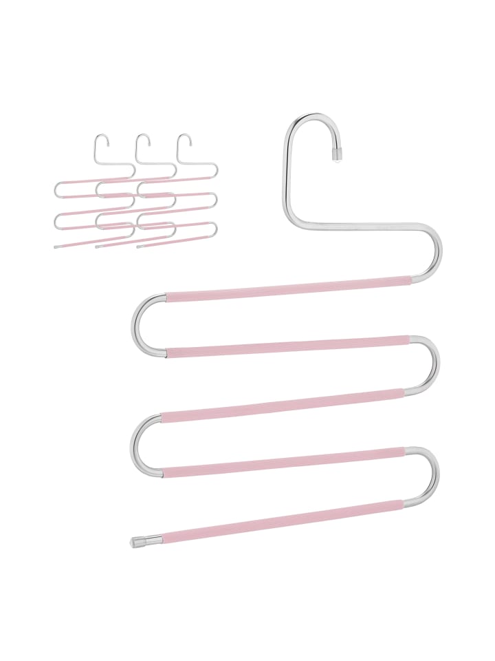 relaxdays 4 x Mehrfach-Hosenbügel in Silber/ Rosa günstig kaufen onesize