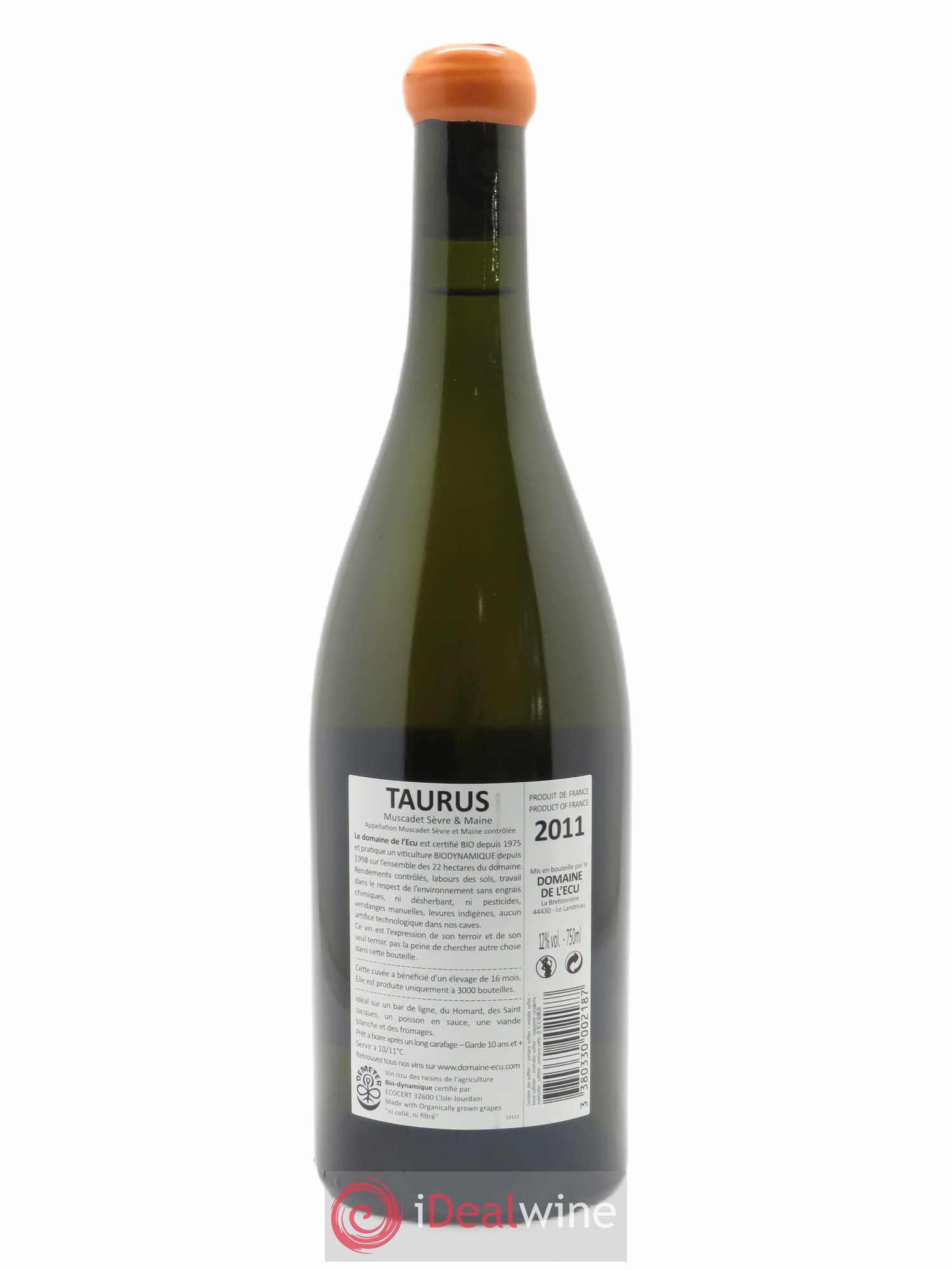 Vin de France (ex-Muscadet-Sèvre-et-Maine) Taurus L'Ecu (Domaine de)  2011 - Lot de 1 Bouteille