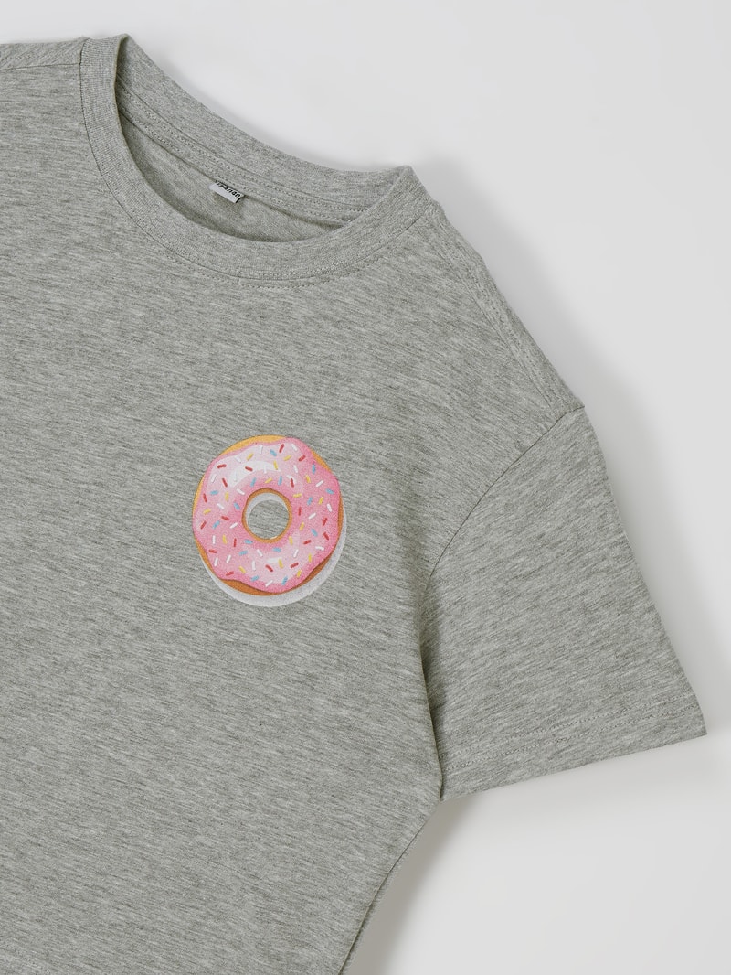 Cropped T-Shirt aus Baumwoll-Viskose-Mix in mittelgrau meliert