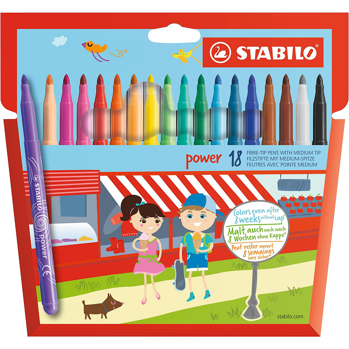STABILO power Swano Fasermaler, 18 Farben