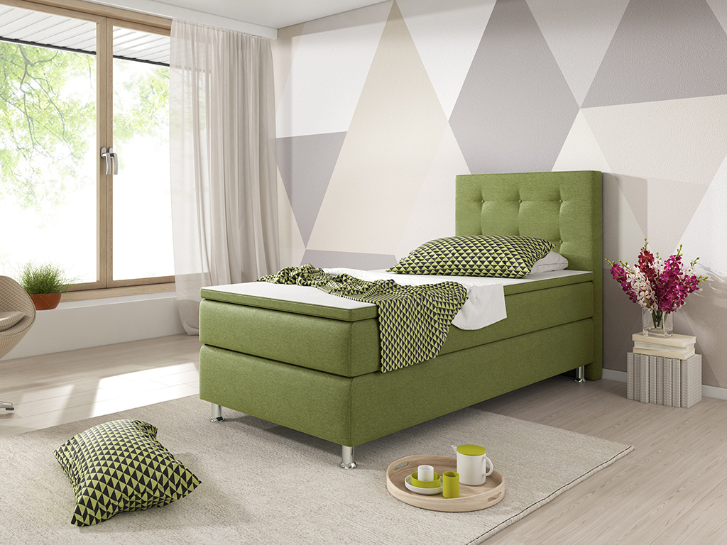 IHG Boxspringbett Köln 90x200 Webstoff Grün