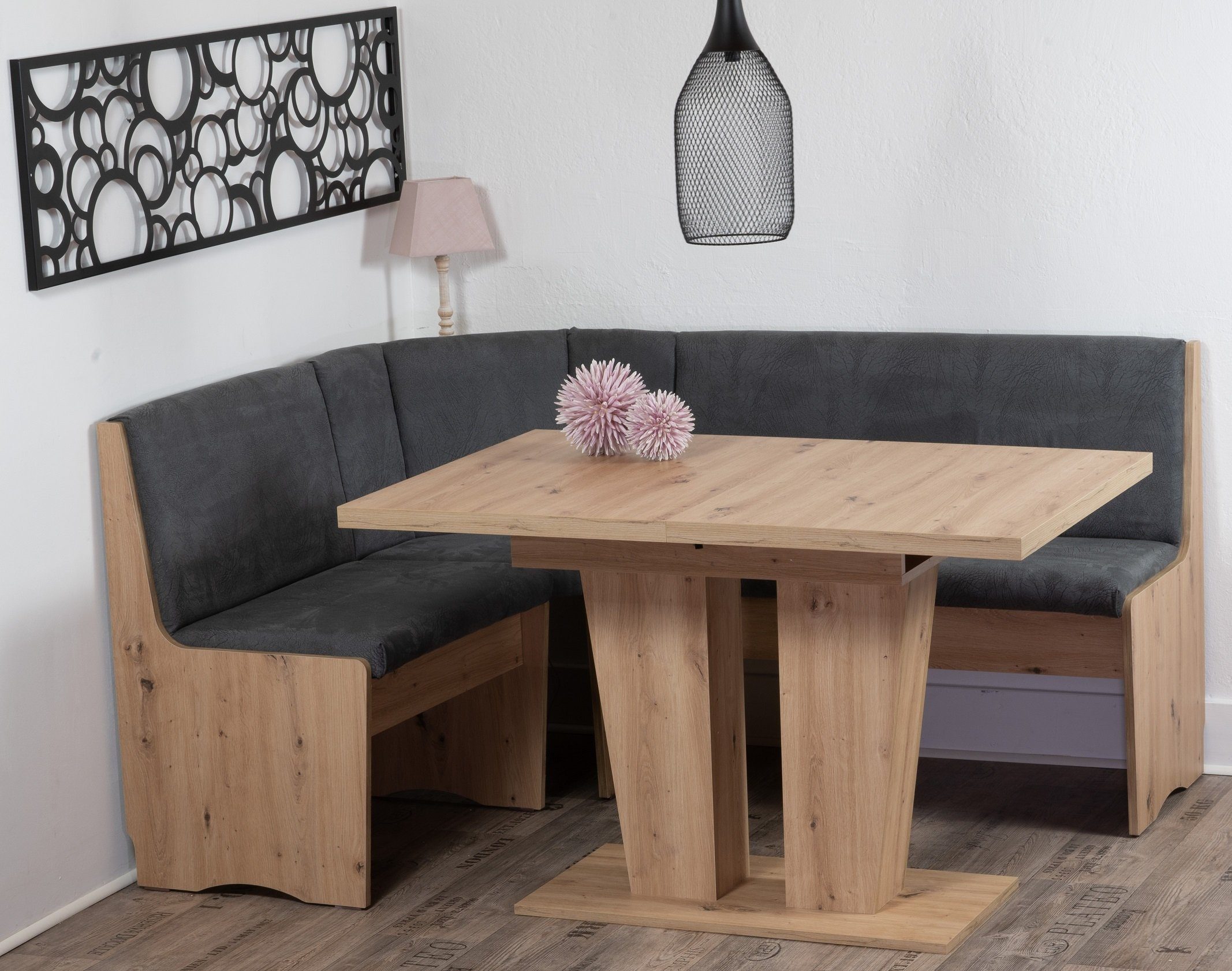 Stolebaenk Eckbankgruppe Duisburg Artisan Titanic Ibiza VE/VA, (Eckbankgruppe, 1 x Eckbank, 1 x Tisch, 2 x Stuhl)