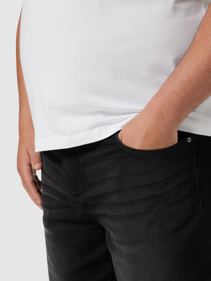 PLUS SIZE Straight Fit Jeansshorts im Used-Look in anthrazit