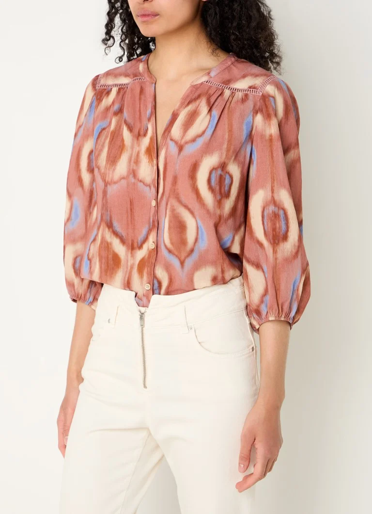 ba&sh Cobby blouse with V-neck and print