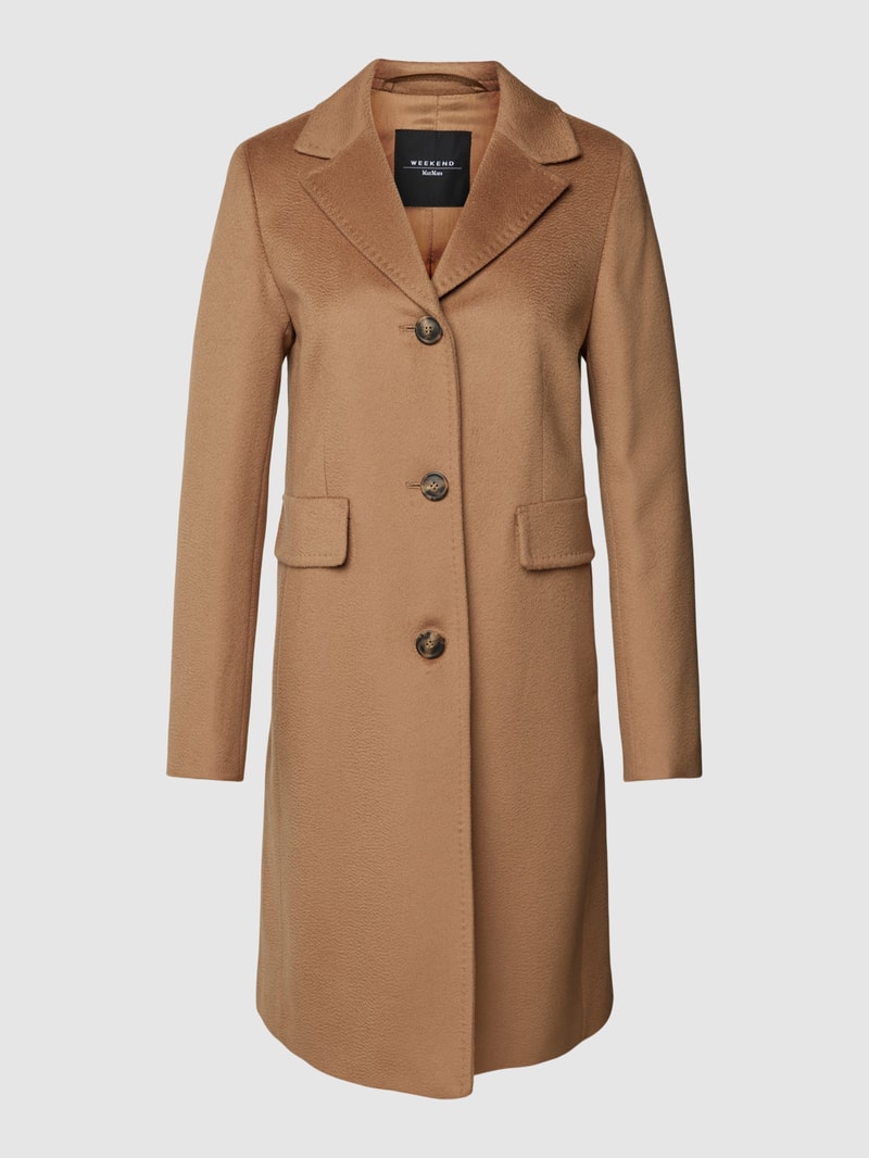 Mantel aus reiner Schurwolle mit Reverskragen Modell 'TEVERE' in camel