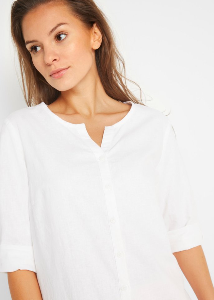 Bluse mit Leinen, 3/4 Arm