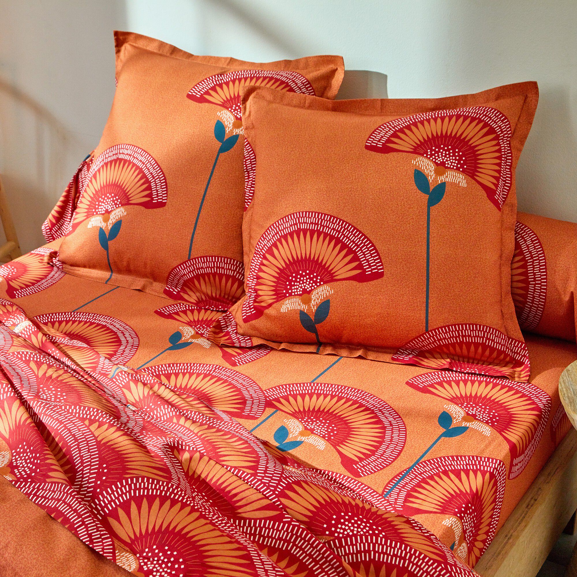 Linge de lit Suzanne en coton imprimé