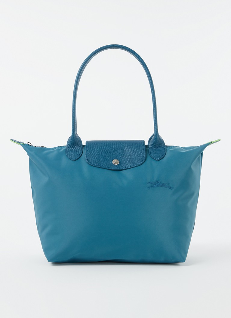 Longchamp Le Pliage Vihreä olkalaukku M nahkayksityiskohdilla