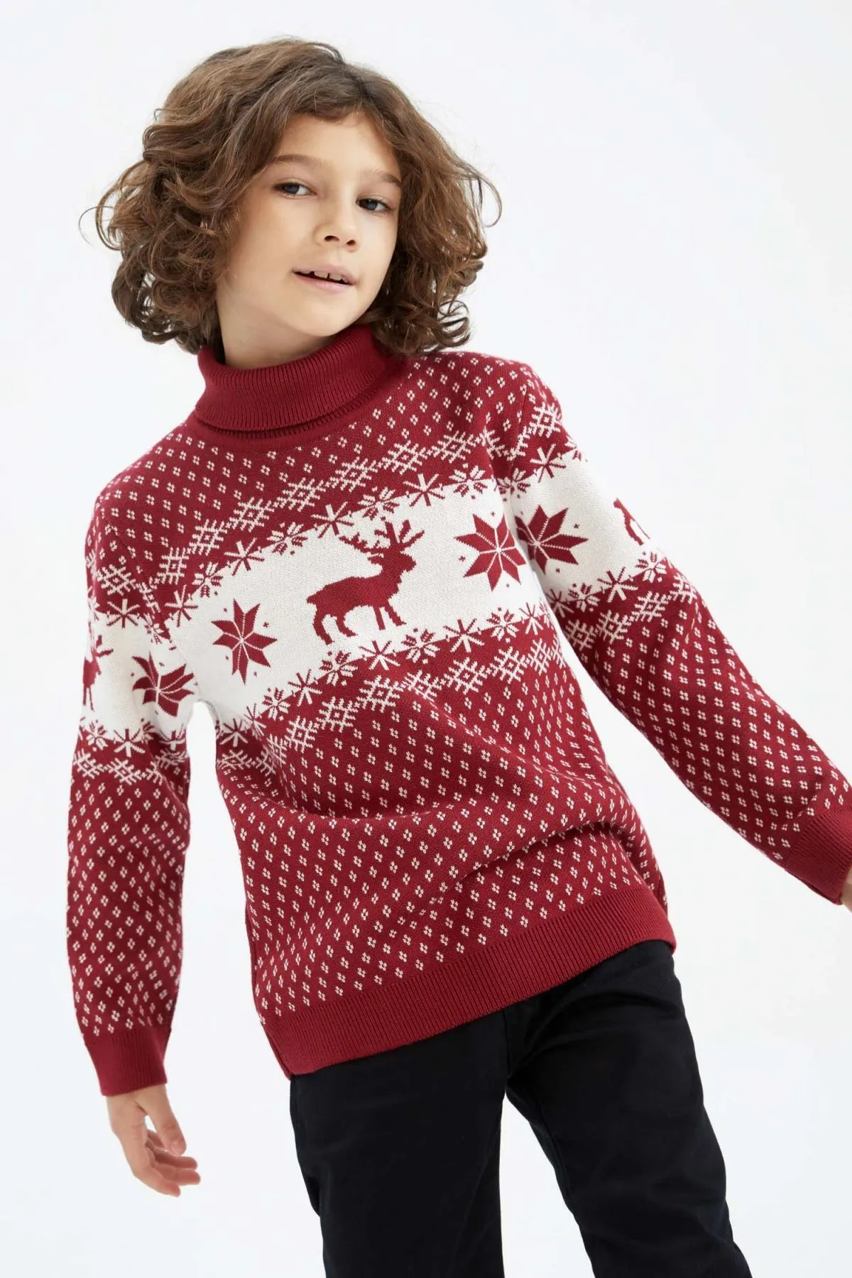 DeFacto  Rollkragenpullover mit Weihnachtsmotiv für Jungen