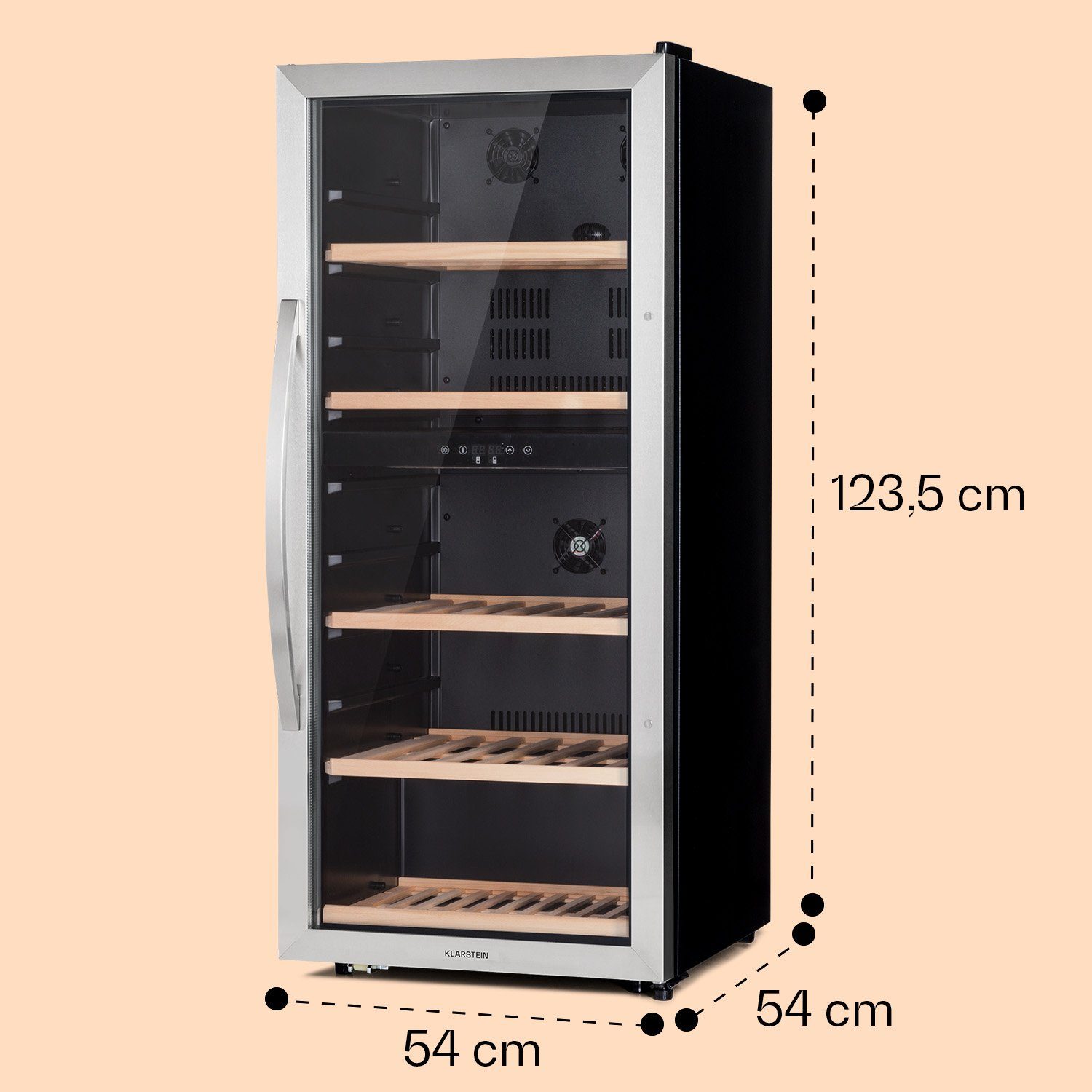 Klarstein Weinkühlschrank Vinamour 66 Duo, für 79 Standardflaschen á 0,75l,Wein Flaschenkühlschrank Weintemperierschrank Weinschrank Kühlschrank