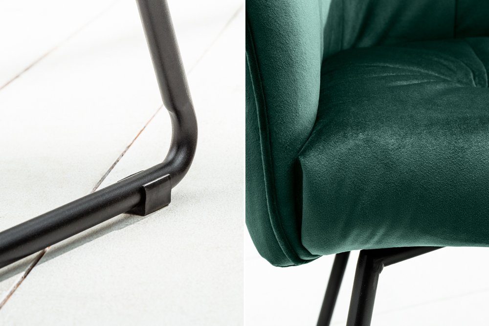 riess-ambiente Polsterstuhl LOFT grün / schwarz (Einzelartikel, 1 St), Esszimmer · Samt · mit Armlehne · Retro