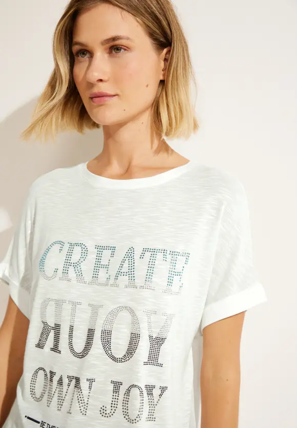 CECIL Shirt mit Steinchen Wording