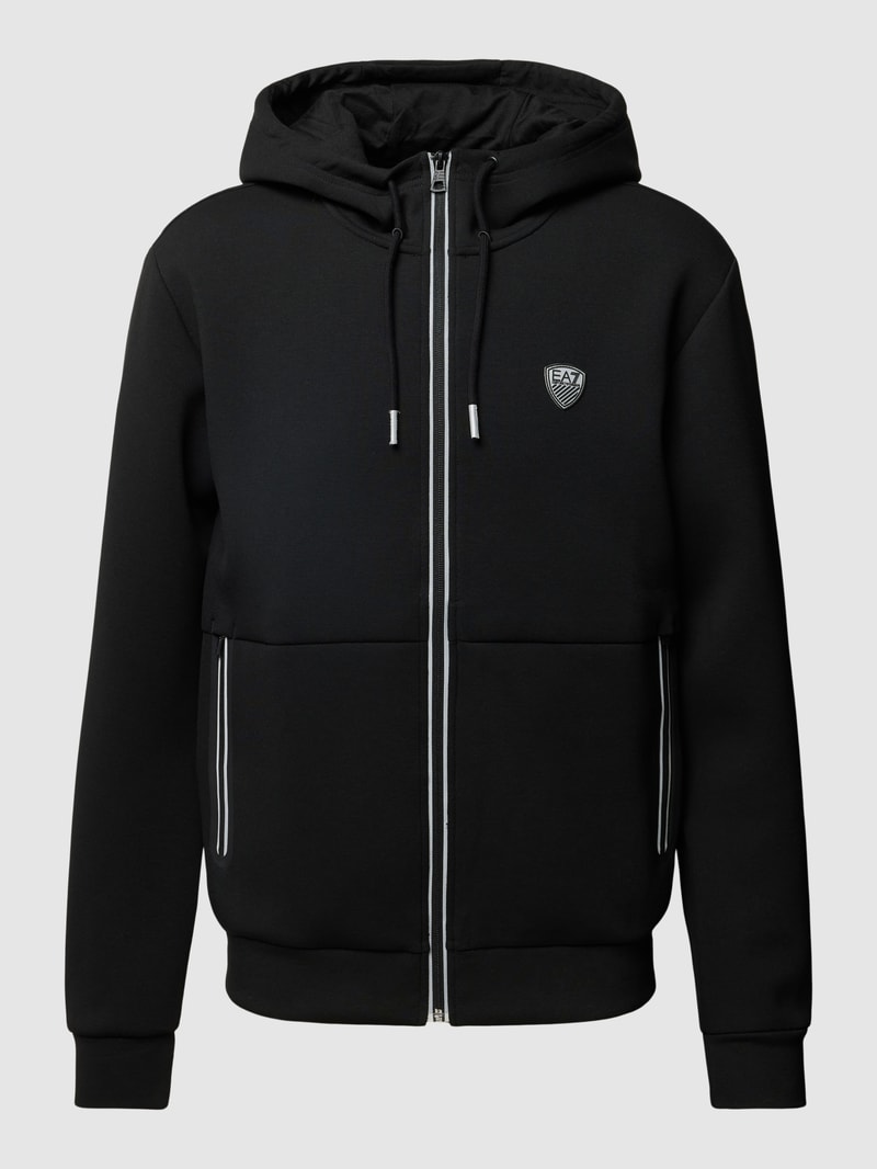 Sweatjacke mit Kontrastpaspeln in schwarz