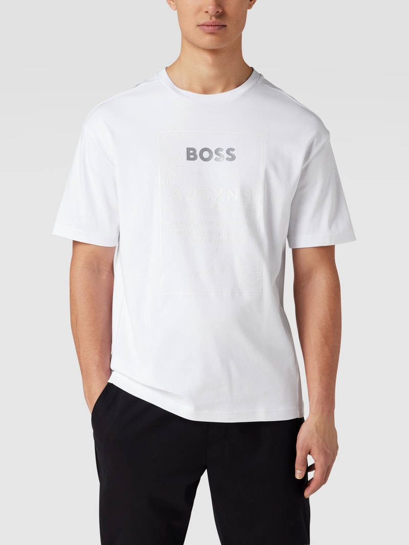 T-Shirt mit Label-Print Modell 'Talboa' in weiß