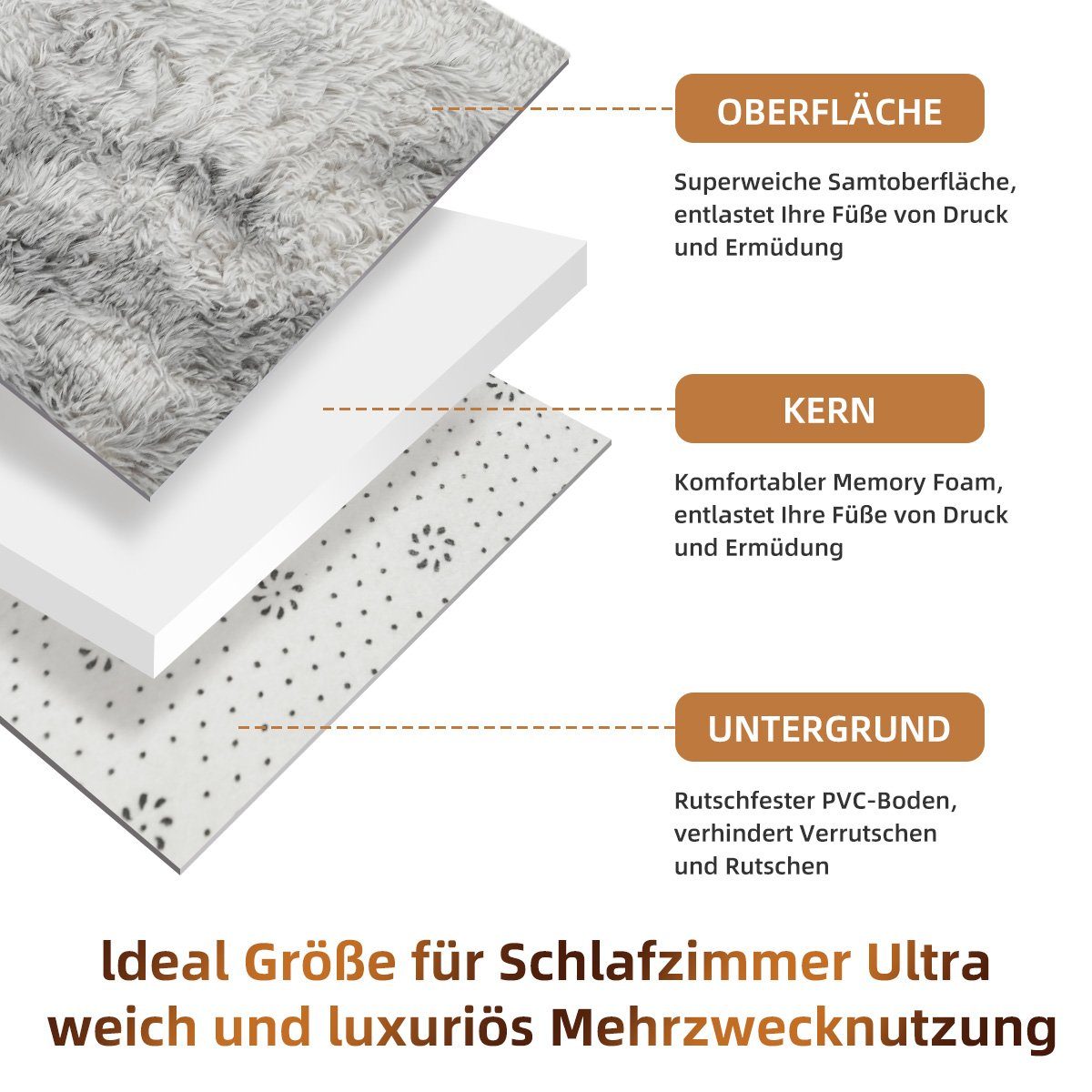 Langflor-Teppich Superweicher flauschiger moderner Schlafzimmerteppich, Fuzzy Teppiche, 7Magic, rechteckig, Höhe: 37 mm, B 60cm x L 90cm