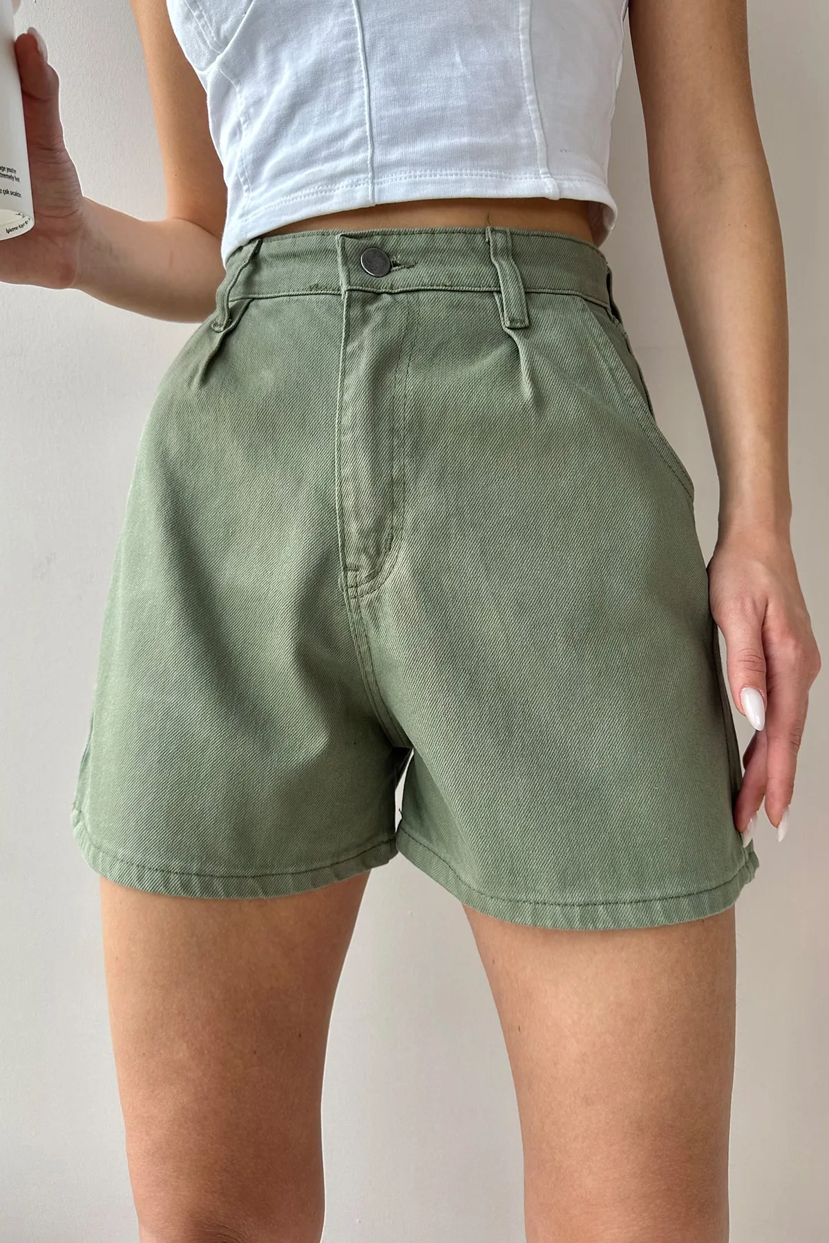 Trend Alaçatı Stili  Shorts - Grün - Mittlerer Bund
