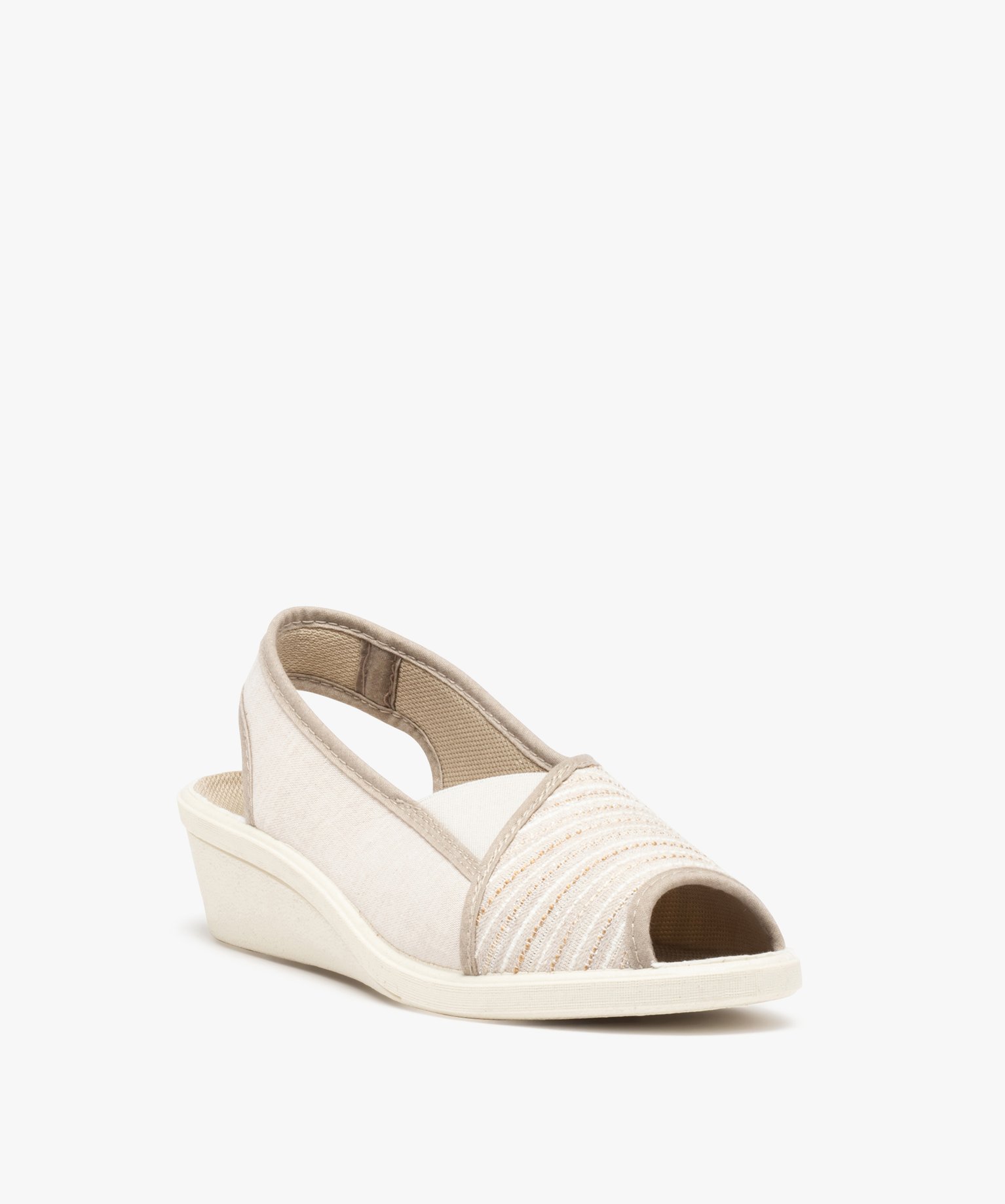 Chaussures femme spécial confort avec dessus en toile beige | GEMO