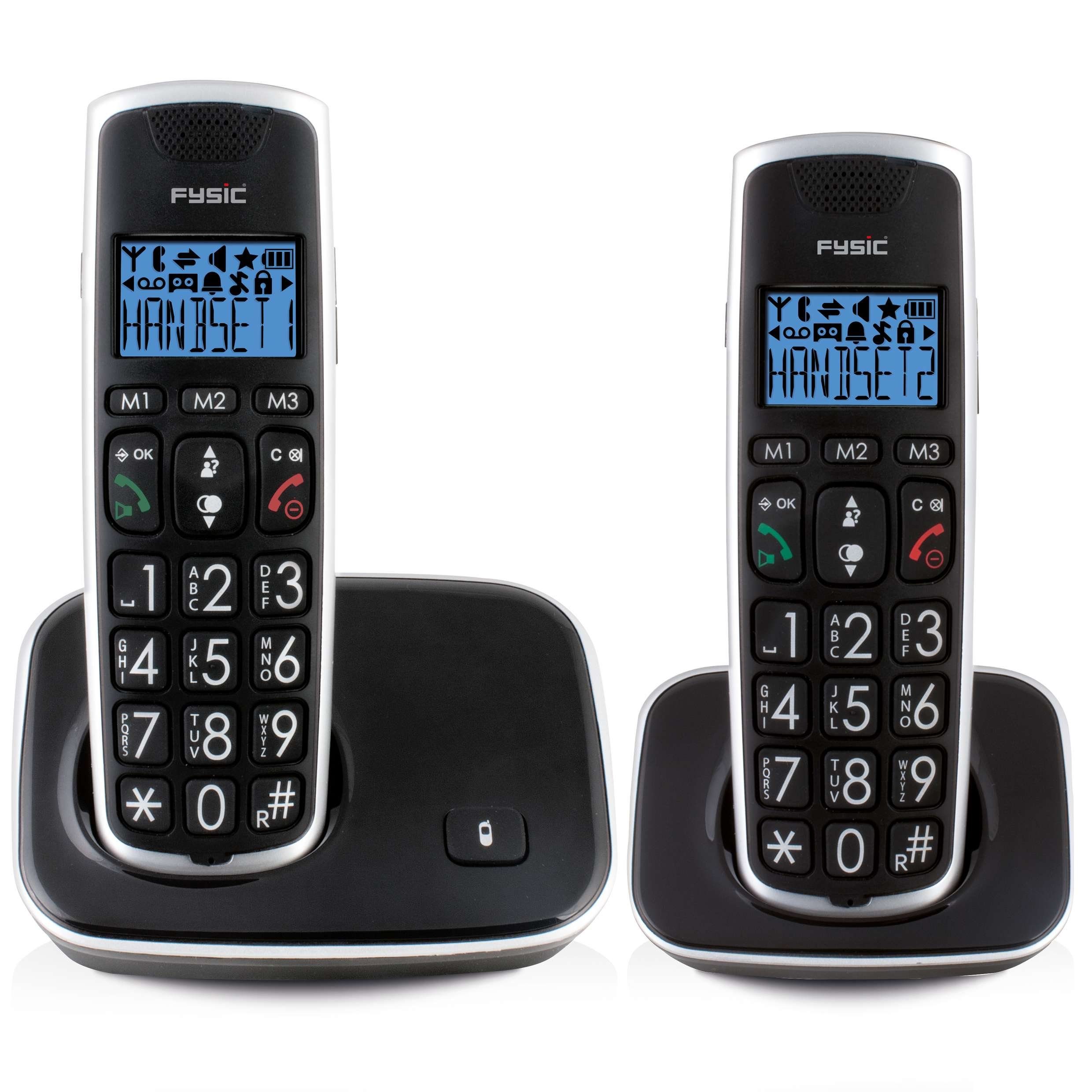 Fysic FX-6020 Schnurloses DECT-Telefon (Mobilteile: 2, Hörgerätkompatibel, große Tasten, großes Display)