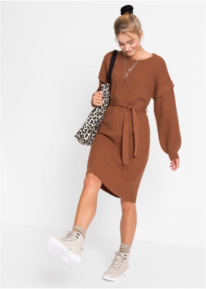 Strickkleid mit Bindeband
