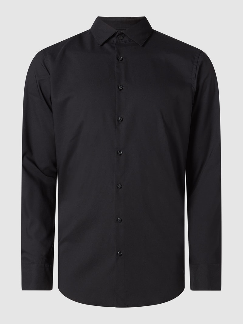 Regular Fit Business-Hemd mit Stretch-Anteil in schwarz