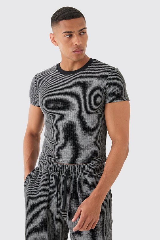 Strukturiertes geschnürtes T-Shirt