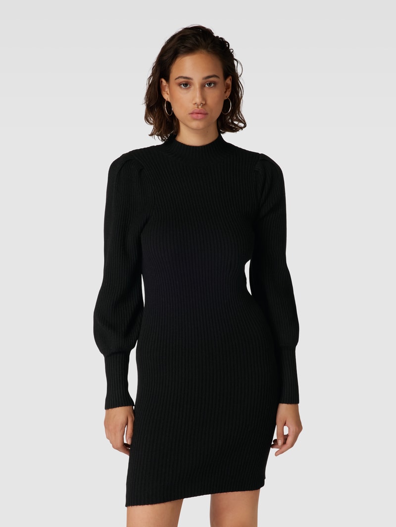 Strickkleid mit Stehkragen Modell 'KATIA' in schwarz