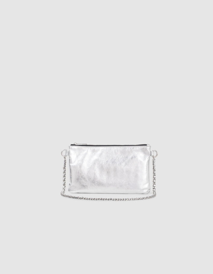 La pochette 111 gris silver cuir métallisé Femme