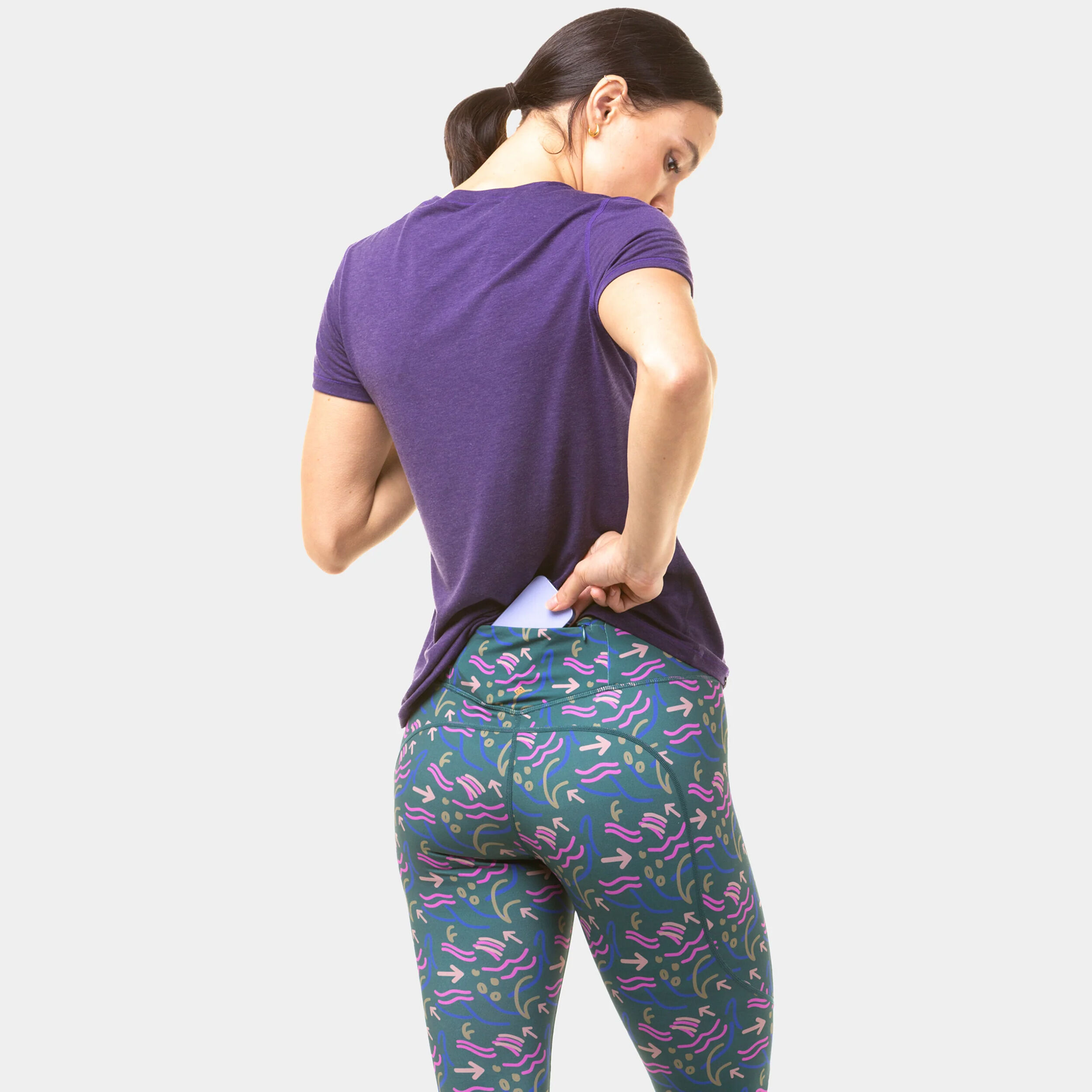 Tech Crop Lauftight Damen - Petrol, Mehrfarbig