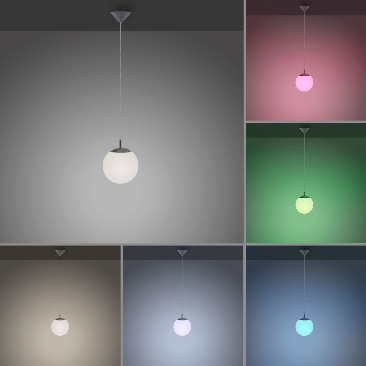 JUST LIGHT JUST LIGHT. Pendelleuchte mit MIKA Leuchtmittel 1xE27/10Watt/2700-5000K, Ø20cm,  IP20, Stahl