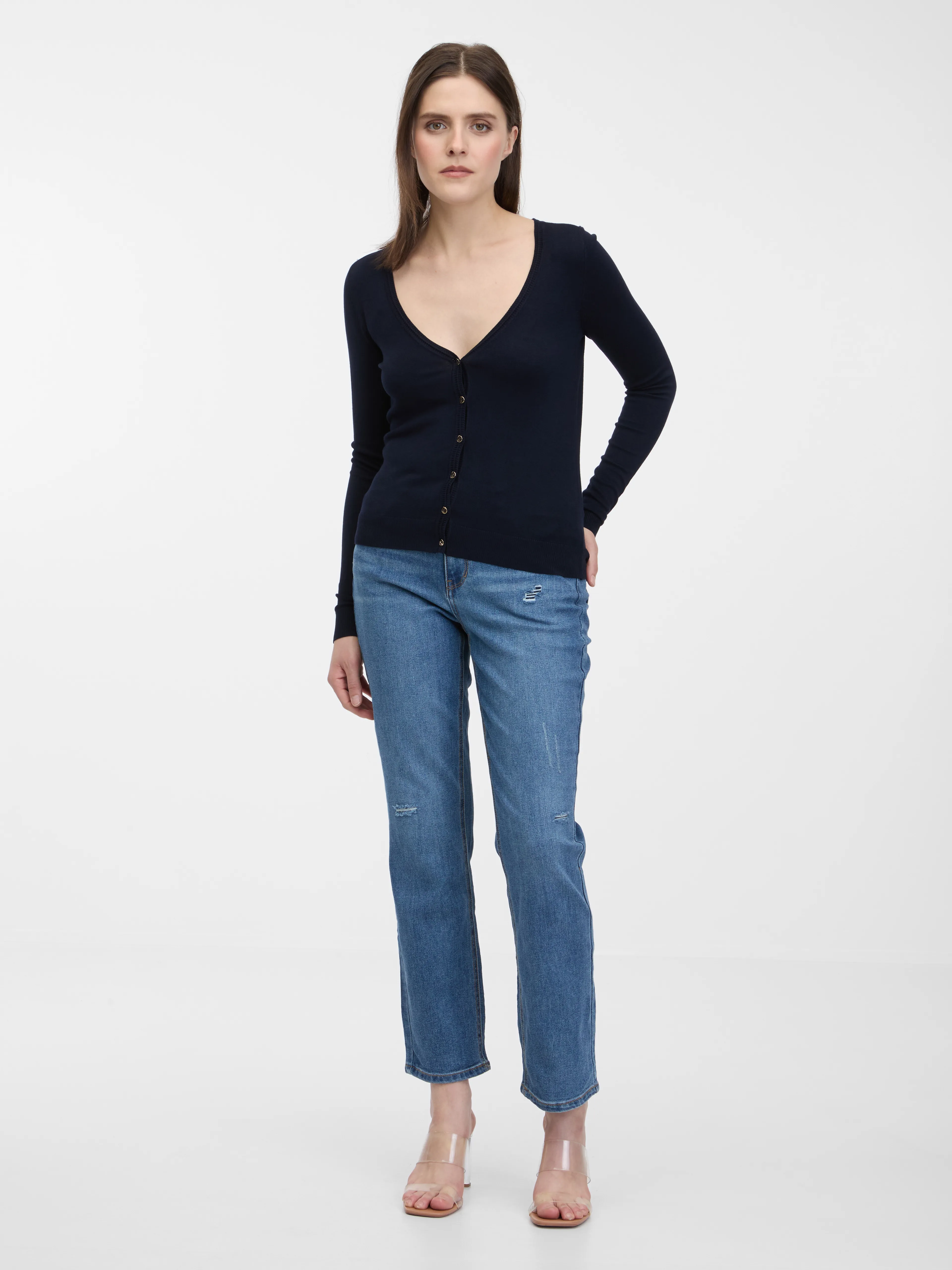 Dunkelblaue Damenjeans mit gerader Passform ORSAY