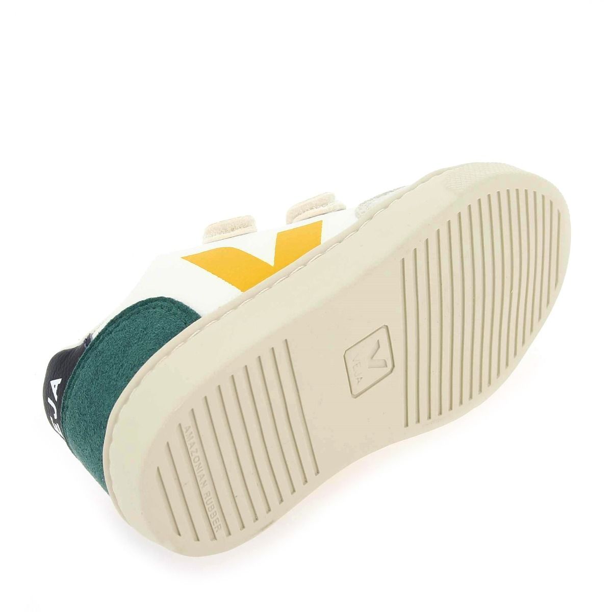 Veja  SMALL V12 VELCRO - blanc jaune