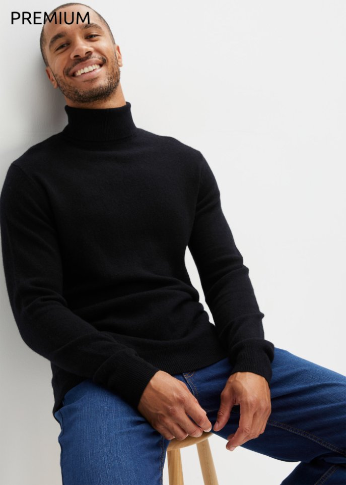 Premium Wollpullover mit Good Cashmere Standard®-Anteil, Rollkragen