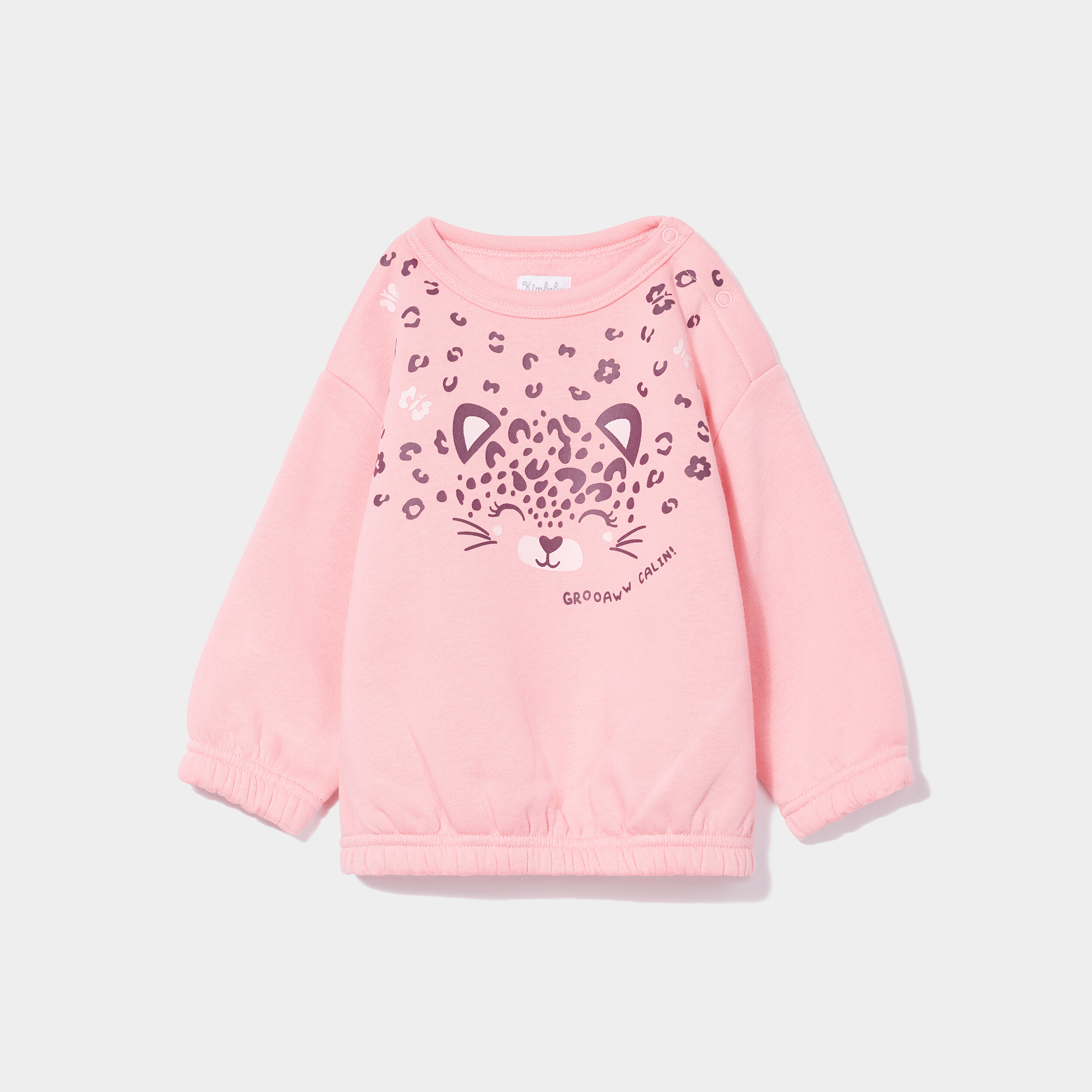 Sweat manches longues épaule boutonnée rose bébé fille | La Halle