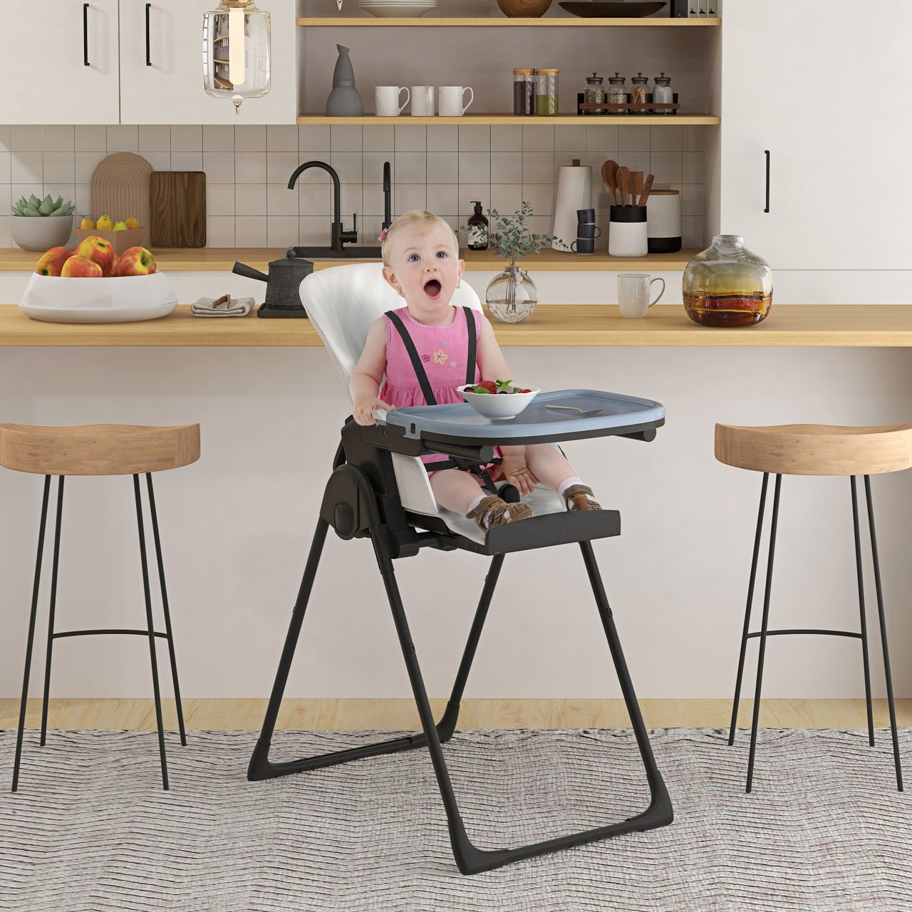 ZONEKIZ Babyhochstuhl Kinderhochstuhl mit abnehmbaren Tisch für 6-36 Monate Baby