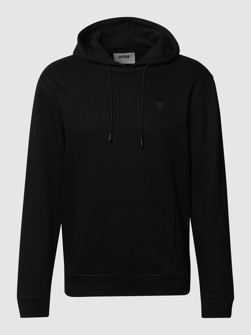 Hoodie mit Logo-Applikation in schwarz
