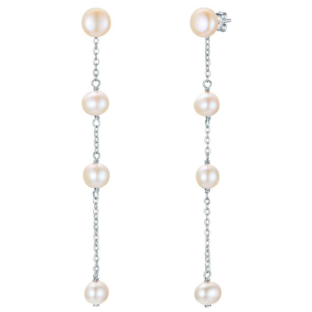 Valero Pearls Boucles doreilles Argent sterling Perle de culture d'eau douce en Argent Boucles d'oreilles
