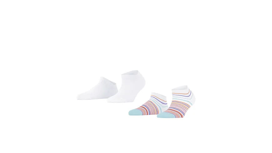 ESPRIT Damen Sneaker Socken Multi Stripe 2er Pack weiß, orange